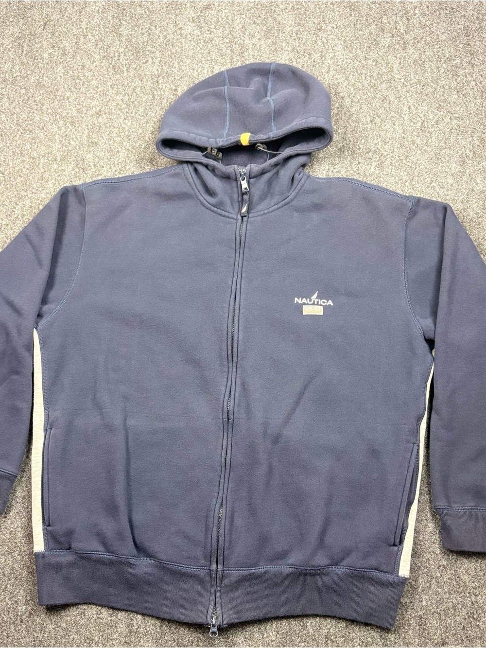 Vintage 90s Nautica NS-83 Full-Zip Hoodie Navy Gray Mens XL.